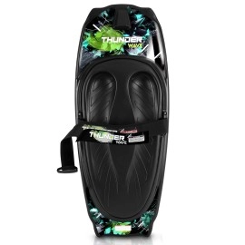SereneLife Thunder Wave Kneeboard, with Strap and Hook for Kids & Adults Universal Water Sport Kneeboard for Boating, Waterboarding, Kneeling Boogie Boarding, Knee Surfing (Black/Green)