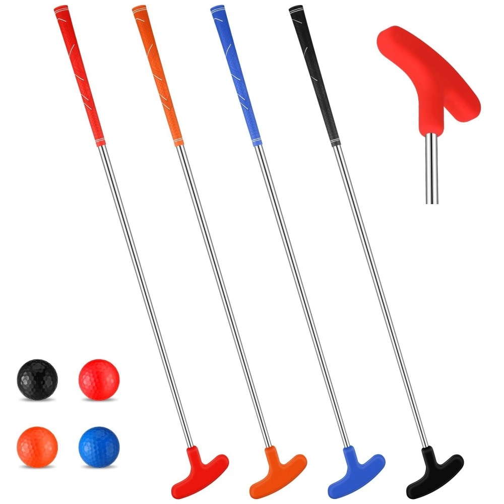 Libima 4 Pcs Golf Putter 32 Inches Rubber Golf Putter with 4 Practice Golf Balls Indoor Putting Set for Left and Right Handed Golfers Adult Junior Teenagers Kids, Black, Orange, Red and Blue