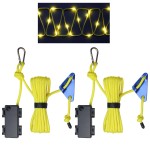 Feveqher 2 Pack Luminous Guy Rope, Warning Guy Line, Wind Rope lamp, Camping Light Strip with Long Battery Life for Tent, Tarp, Canopy (3 Meters or 9.8 Feet, Lemon Yellow)