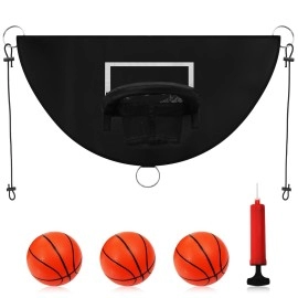 TOYMIS Trampoline Basketball Hoop, Breakaway Rim for Dunking Trampoline Basketball Attachment with Mini Basketballs Trampoline Accessory for Kids Adults Indoor Outdoor Use (Black)