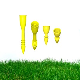GOLDWOLF Designer Golf Tees: Grip The Ground, Do Not Fly, Unbreakable, Outlasting, Non-littering, Non-Time-Wasting (2 Tulip & 2 Rivet, Yellow)