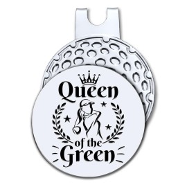 Hafhue Queen of The Green Golf Ball Marker with Magnetic Hat Clip, Funny Golf Accessories and Golf Gifts for Women Her Mom Wife Daughter, Birthday for Golfer Golf Lovers