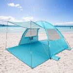 DLUCKY Beach Tent for 2/3-4/5 Person,Anti-UV Portable Sun Shade ShelterUPF 50+,Both Sides Extendable Floor,Extendable Awning,with 2 Ventilating Mesh Windows,Lightweight & Easy Setup.
