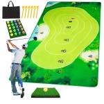 WpQOzzlP Golf Chipping Game with Chipping Mat, Indoor Outdoor Golf Training Mat with Storage Bags,20 Golf Balls,6 Fixed Stakes,Golf Hitting Mat for Office, Living Room, Playground.(31.5