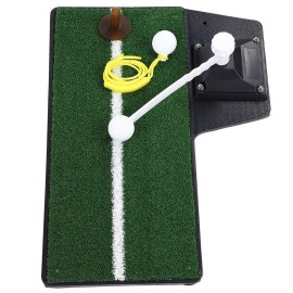 Golf Swing Trainer,47?34cm Golf Training Mat with Ball Rope,Golf Training Aid,360 Degree Rotatable Indoor Outdoor Golf Swing Training Aid Tool