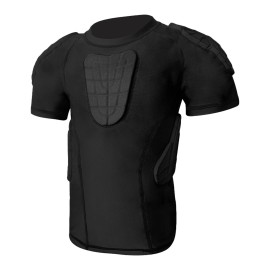 Youth Boys Padded Compression Shirt Chest Protector for Baseball Paintball Football Rid Protector Heart Guard Protective Shirt (Youth-S)