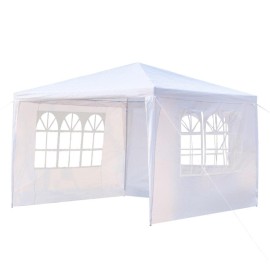3 x 3m Three Sides Portable Home Use Waterproof Tent with Spiral Tubes White, Family Beach Sunshade - Sun Shade Canopy - Perfect Choice for Dinner