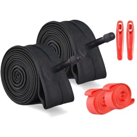 2 Pack Bike Inner Tire Tube 24x1.9/2.125 with Tire Levers and Rim Strips Liner, Schrader Valve 24