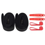 2-Pack 700x35/43C Road Bike Inner Tubes with Tire Levers and Rim Strips, Bicycle Tube Compatible with 700x35C 700x38C 700x40C 700Cx43C Bicycle Tyre Tire (Black, 700x35/43MM Schrader Valve)