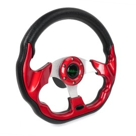 RASTP 12.5 Inch Boat Steering Wheel with 3/4 Axle Marine Steering Wheel Adapter for Most Marine boats,Vessels,Yachts,Pontoons Boat(Red)