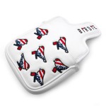 Golf Head Covers Driver Cover 3 Wood Headcover Hybrid Head Covers Embroidery USA American Flag Birdie Design Golf Club Headcovers Leather Wood Head Cover (for Mallet Putter Cover)
