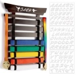 Winartton 8 Belts Karate Belt Display Rack with Stickers, Martial Arts Belt Display Holder, Taekwondo Belt Jiu Jitsu Belt BJJ Belt Display Hanging Holder for Kids and Adults Gifts