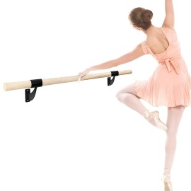 Yes4All Single Bar Wall Mount Ballet Barre, Beech Ballet Bar for Ballet Poses, Home Workouts, Yoga, Stretching and Dance Practice