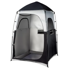 VINGLI 6.8FT Shower Tent, Large Instant Pop Up Shelter with Mesh Floor & Carrying Bag, Privacy Changing Room Tent for Toilet, Camping, Dressing, Lightweight & Sturdy, Easy Set Up (Black)