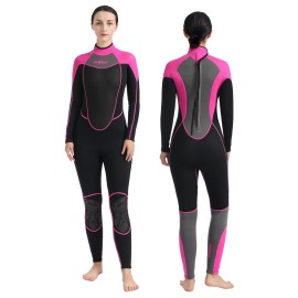 AnParc Wetsuit Women 3mm Neoprene Full Body Wet Suit, Cold Water Wetsuit with Back Zipper, Suitable for Diving, Swimming, Surfing, Snorkeling and Other Water Sports.