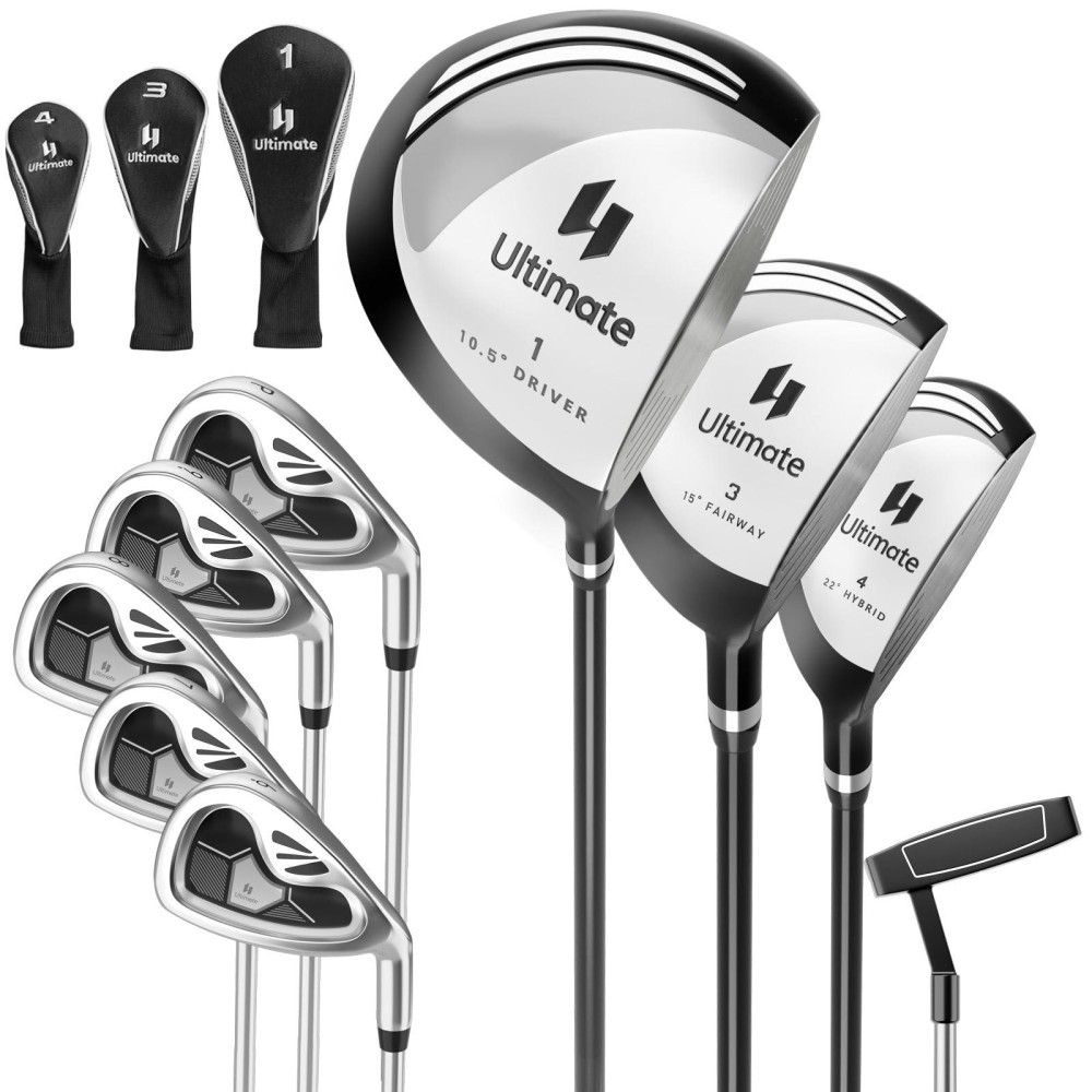 Tangkula 9 Pieces Men's Complete Golf Club Set Right Handed, Includes 460cc Alloy Driver & #3 Fairway Wood & #4 Hybrid & # 6 & #7 & #8 & #9 & #P Irons, Putter & 3 Head Covers