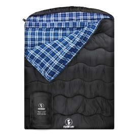 FORINBUY Winter Cotton Flannel Double Sleeping Bag,Queen Size Sleeping Bag for Adults, Cold Weather Waterproof 2 Person Sleeping Bag, Suitable for Couples Family Camping, RV Travel
