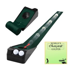S USECRET Putting Matt for Indoors, Golf Putting Green with Electric Auto Ball Return, Training for Mini Games & Practicing at Home or Office - Golf Gifts for Men Women with Greeting Card