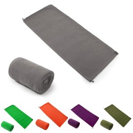 Fleece Sleeping Bag Liner Sleeping Blanket Sheet Lightweight Travel Outdoor Indoor Camping Warm Summer Gray(Gray)