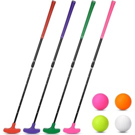 Hiboom 4 Pack Golf Putters for Men and Women Two Way Mini Golf Putter with 4 Golf Balls Adjustable Length Kids Putter Bulk for Right or Left Handed Golfers for Children Teenager Junior (Vivid Color)