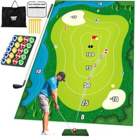 Chipping Golf Practice Mats with Golf Club Golf Training Mat Indoor Outdoor Games for Adults and Family Kids Outdoor Play Equipment Stick Chip Game Indoor Golf Set Backyard Game (Copyrighted)
