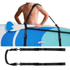 Paddle Board Carrying Strap, Adjustable Kayak/SUP/Surfboard Carry Strap with Padded Shoulder Sling Hands-Free Paddle Board Straps for Carrying Board & Paddle, Sturdy Paddle Board Carrier for Men Women