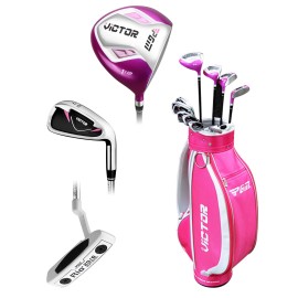 13 Pieces Senior Complete Golf Clubs Set for Women Right Handed Includes 460cc Alloy Driver, Fairway Woods, Hybrid, 6-#SW, Putter and Golf Stand Bag