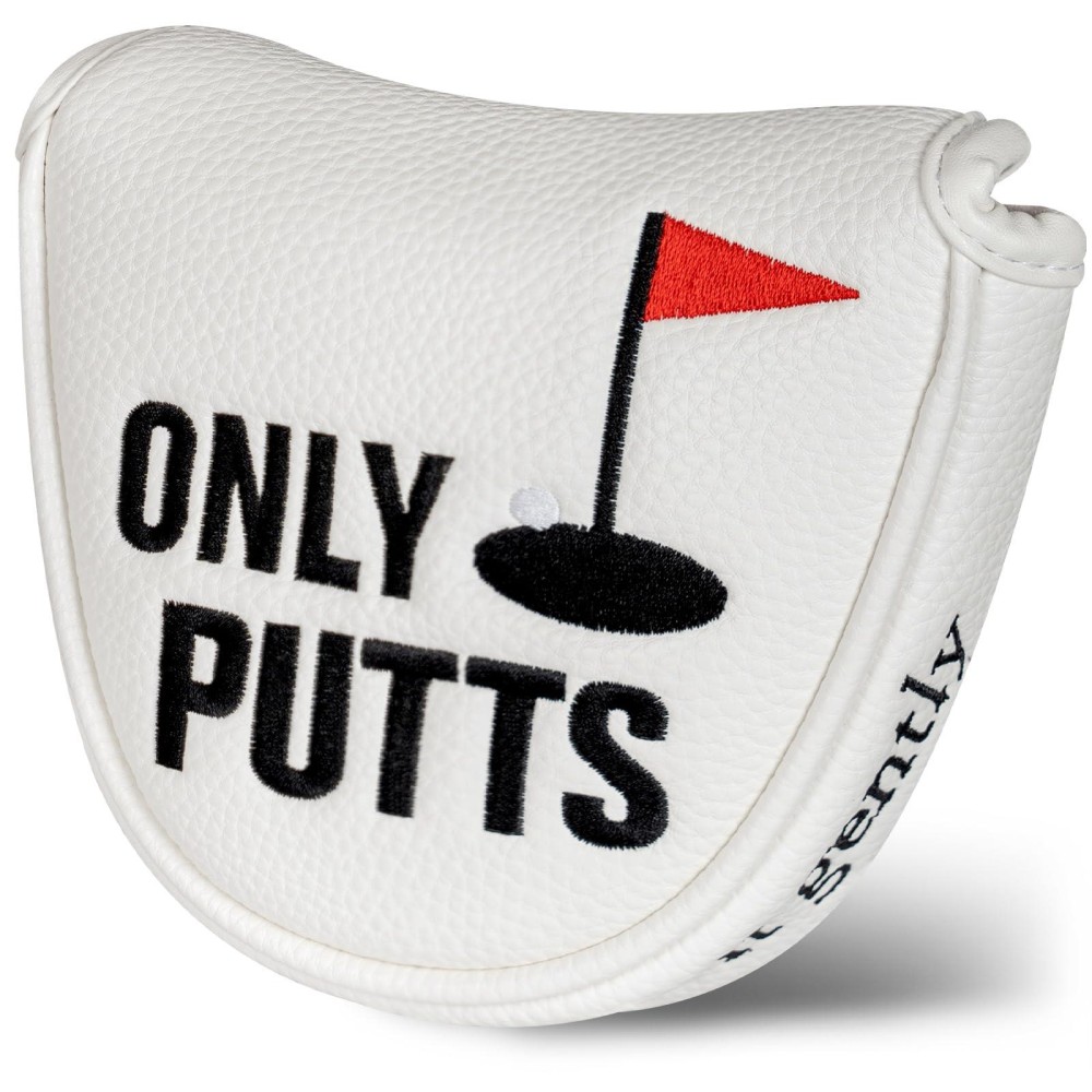 Only Putts Mallet Putter Cover, Putter Headcover with Rubber Badge Cart Magnet, Funny Golf Club Covers for Putter Golf Gifts for Men Women
