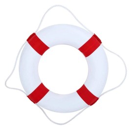 Life Preserver Ring, 52cm/20inch Solid Foam Life Buoy with Perimeter Rope Surround, Swim Foam Ring for Adults Big Kids (Red)
