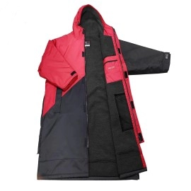 Akida Kids Oversized Changing Robe/Swim Parka,Waterproof Surf Poncho Warm Coat Jacket,Quick Dry Wetsuit Changing Towel.(Red Black/Black,XS)