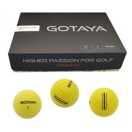 GOTAYA Performance Golf Balls for Distance and Soft Control 1 Dozen (Pack of 12 Balls) FeatherLike Basic 2-Piece (Yellow)