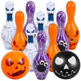 Shappy 12 Pcs Giant Halloween Inflatable Bowling Set Halloween Inflatable Bowling Game Set Giant Inflatable Bowling Set for Halloween Party, Party Supplies, Indoor Outdoor Party, Birthday Parties