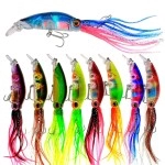 Proximitck 9PCS Fishing Baites Large Simulation Squid Fishing Lures Bait Kit Top Water Fishing Lures with 3D Holographic Eyes & Treble Hook