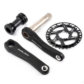 Folding Bike Hollow Integrated Crankset 110mm/127mm/140mm/150mm/155mm/160mm Children's Bike Crank Arm Set 28T/30T/32T/34T/36T GXP Chainring For 7-12 Speed ( Color : 155mm , Size : 34T-Crank+Chainring