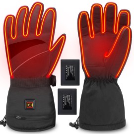 Electric Heated Gloves, 2023 Latest Rechargeable Battery Winter Gloves for Men Women 3 Heating Temperature Adjustable Touchscreen Waterproof Warm Gloves for All Kinds of Outdoor Activities(XL)