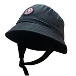 Low Profile Surf Helmet and Hat with Chin Strap (Black Bucket Hat)
