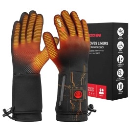Heated Gloves, ANTARCTICA GEAR Winter Liners Heating Gloves for Men and Women, 3200mAh Rechargeable Battery Included, Hand Warm Gloves for Cold Weather(L)