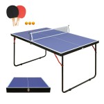 Small Mini Ping Pong Table, Portable Indoor Outdoor Folding Table Tennis Table with 2 Paddles, 3 Balls and Net