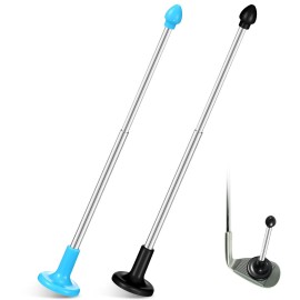 2 Pcs Golf Alignment Sticks Magnetic Golf Alignment Rods Golf Club Lie Angle Tool Plastic Golf Swing Training Aid 2 Section Retractable Golf Alignment Rods Golf Direction Indicator Gift (Black Blue)