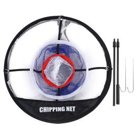 Qyebavge Black Nylon Mesh Folding Golf Chipping Net - Ball Collector & Training Accessory with Bracket Bag