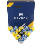 Mavrox Billiard Balls Set of 16 - Premium Polyester Resin Billiards Accessories - Vibrant Blue and Yellow Pool Table Balls - Regulation 2 ? Size and 6 Ounce Weight Pool Balls for Pool Table