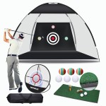 Retouhqp Golf Net, Golf Hitting Training Aids Nets for Backyard Driving Chipping, Golf Practice Net Hitting Net with Golf Mat/Golf Balls/Golf Tees/Carry Bag,Indoor Outdoor Sports Game