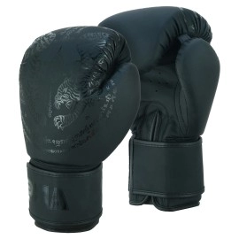 Muay Thai Boxing Black Muay Thai Twin Tiger Boxing Gloves - Black/Black (12oz)