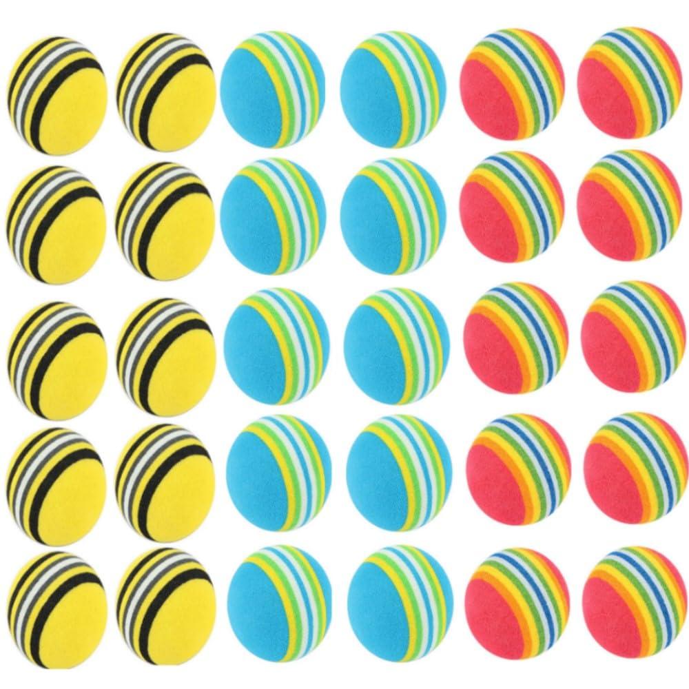 Vctitil 30pcs EVA Foam Sponge Golf Practice Balls Indoor Swing Training Golf Balls(Rainbow/Blue/Yellow)