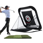 Cutycaty Golf Practice Hitting Net, Foldable Golf Swing Net Golf Practice Training Equipment with Automatic Ball Return System, Heavy Duty Golf Hitting Aids Nets for Backyard Outdoor