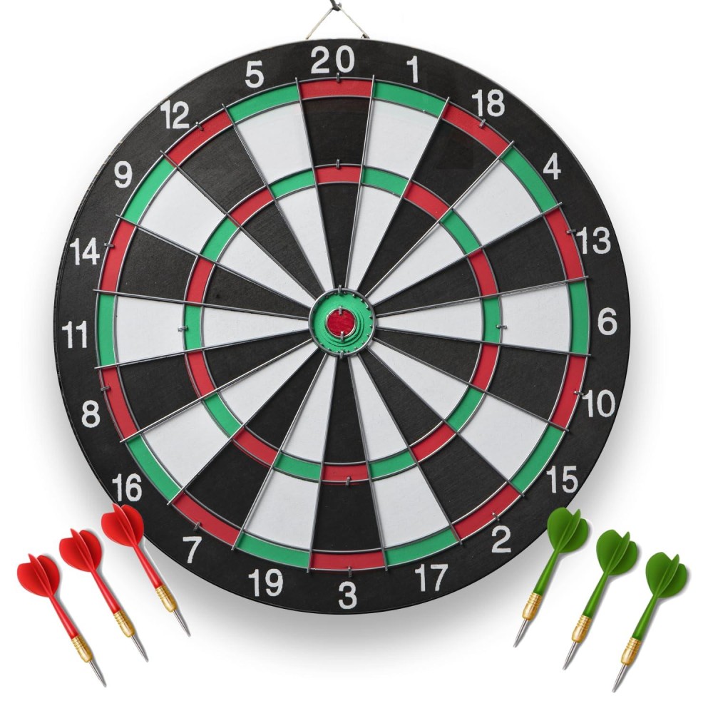 Aimzone Double-Sided Dartboard Set with Bullseye Metal Radial Spider Wire, Dart Game, Indoor & Outdoor Game for Adults and Teens Includes 6 Steel Tip Darts.