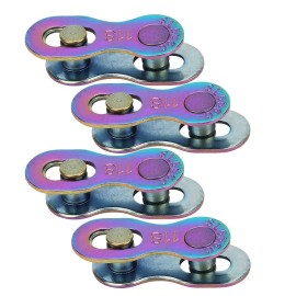 Bike Chain Parts, 4 Pair 11 Speed Bike Chain Steel Bicycle Chain Colorful Magic Buckle Chain Missing Link Connector Cycling Parts for Road Bike(Colorful)