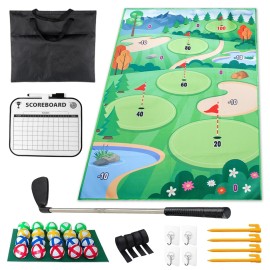 Chipping Golf Game Mat Golf Hitting Mats Games for Adults Family Kids Outdoor Play Equipment Indoor Stick Chip Golf Mat Set Backyard Game Play Gifts for Men