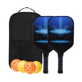 Pickleball Paddles Pickleball Paddles Set of 2 with 4 Pickleball and 1 Backpack, USAPA Approved Lightweight Fiberglass Pickleball Paddles, Pickleball Racket Suitable for Adults and Children