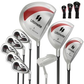 Goplus Complete Golf Club Set for Women, 9 Pieces Golf Clubs with #1 Driver, 3 Fairway, 4 Hybrid, 6 & #7 & #8 & #9 & #P Irons, Putter, Head Covers, Suitable for Lady Right Handed (Red)